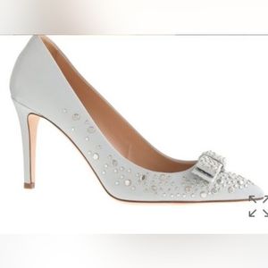 J. Crew Collection Gray Leather Studded Bow Pumps Heels 7